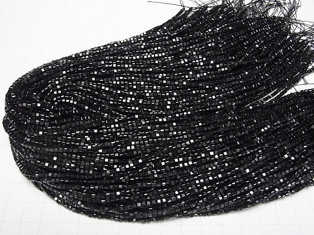 [Video]High Quality! Black Spinel AAA Cube Shape 2x2x2mm 1strand beads (aprx.15inch/37cm)