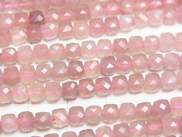 [Video]High Quality! Deep Rose Quartz AA Cube Shape 4x4x4mm 1strand beads (aprx.15inch/37cm)