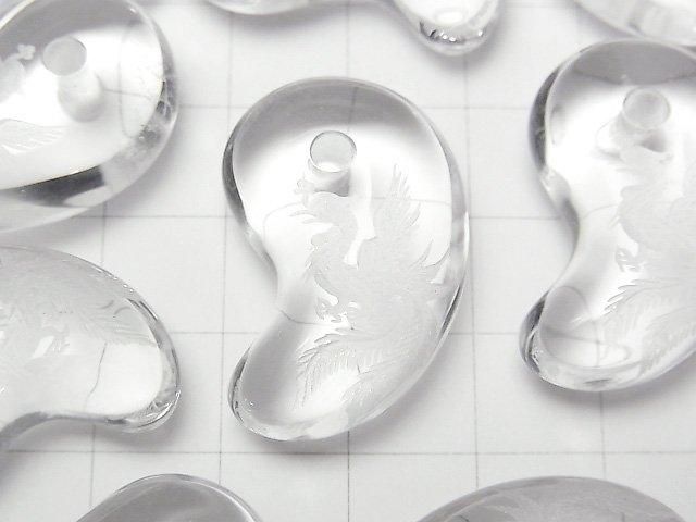 [Video] Phoenix Carved! Crystal Comma Shaped Bead 30x20mm 1pc