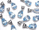 [Video]High Quality Sky Blue Topaz AAA Pear shape Faceted Pendant 14x9mm Silver925 1pc