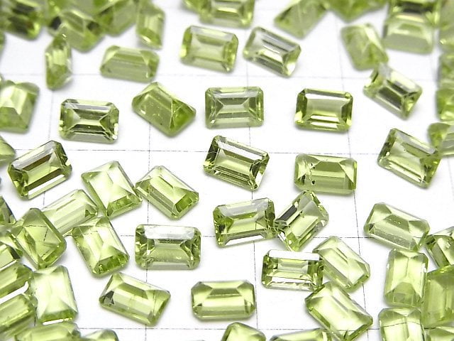 [Video]High Quality Peridot AAA- Loose stone Rectangle Faceted 6x4mm 5pcs