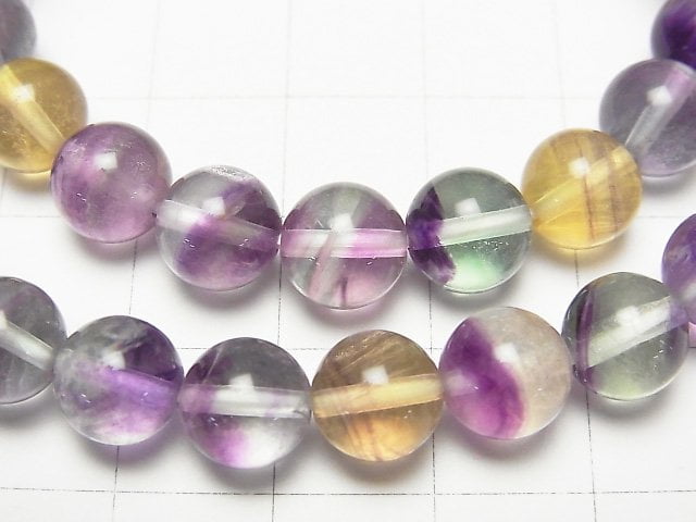 [Video]Bi-color Fluorite AAA Round 8mm Bracelet