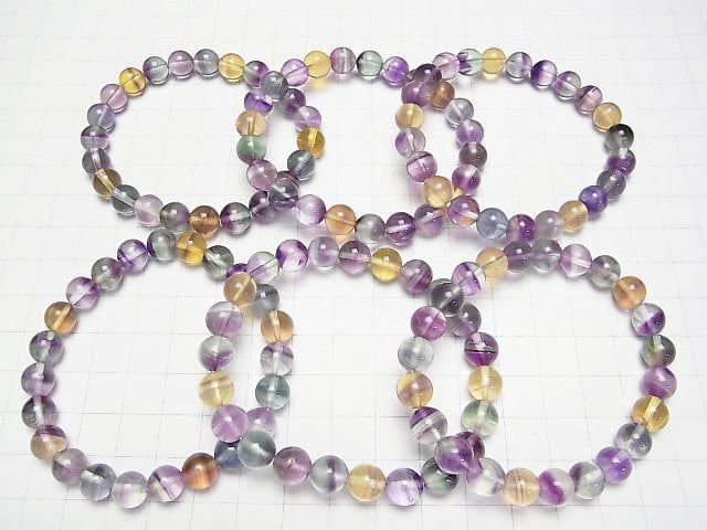 [Video]Bi-color Fluorite AAA Round 8mm Bracelet