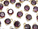 [Video]High Quality Rhodolite Garnet AAA- Bezel Setting Round Faceted 6x6mm 18KGP 1pc