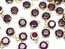 [Video]High Quality Rhodolite Garnet AAA- Bezel Setting Round Faceted 6x6mm 18KGP 1pc
