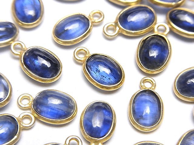 [Video]High Quality Kyanite AAA- Bezel Setting Oval 8x6mm 18KGP 2pcs