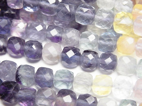 [Video]High Quality! Multicolor Fluorite AA++ Cube Shape 6x6x6mm 1strand beads (aprx.15inch/37cm)