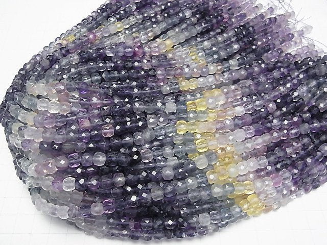 [Video]High Quality! Multicolor Fluorite AA++ Cube Shape 6x6x6mm 1strand beads (aprx.15inch/37cm)