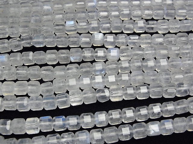 [Video]High Quality! Royal Blue Moonstone AA++ Cube Shape 6x6x6mm half or 1strand beads (aprx.15inch/36cm)