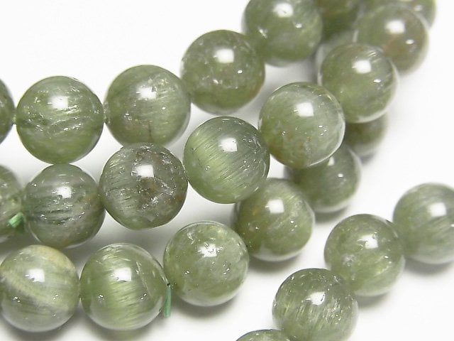 [Video] Green Apatite Cat's Eye AA++ Round 8mm Bracelet