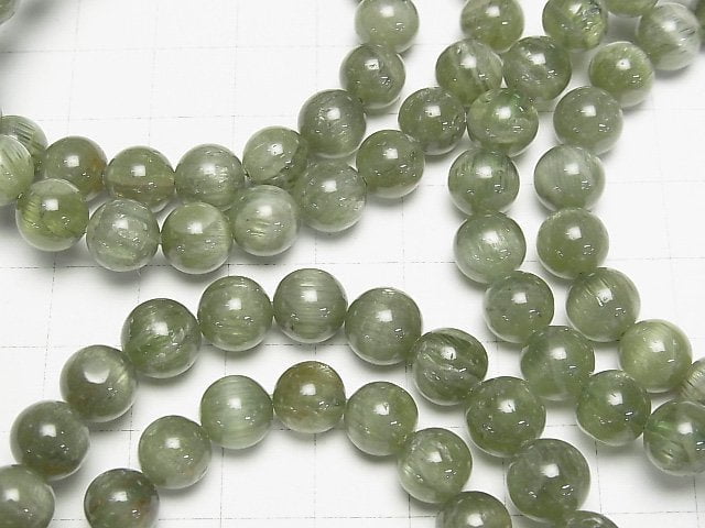 [Video] Green Apatite Cat's Eye AA++ Round 8mm Bracelet