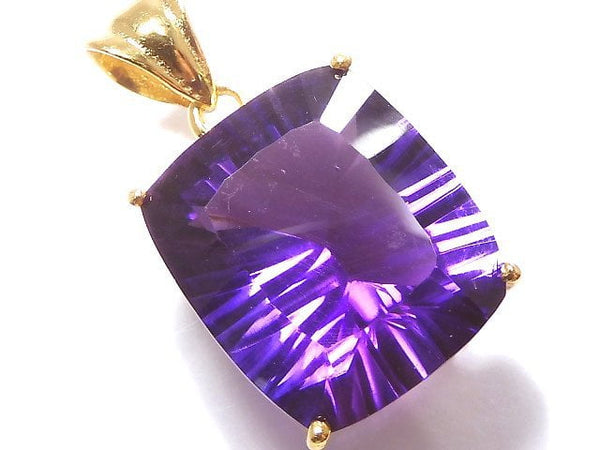 [Video][One of a kind] High Quality Amethyst AAA Laser Cut Pendant 18KGP NO.4