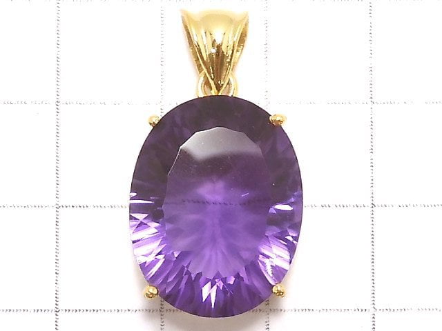 [Video][One of a kind] High Quality Amethyst AAA Laser Cut Pendant 18KGP NO.5