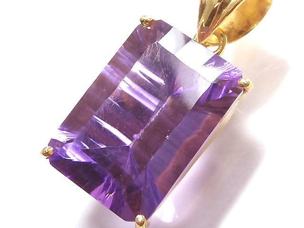 [Video][One of a kind] High Quality Amethyst AAA Laser Cut Pendant 18KGP NO.6