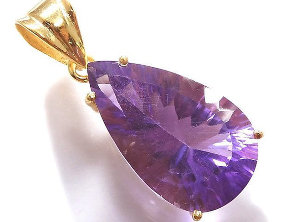 [Video][One of a kind] High Quality Amethyst AAA Laser Cut Pendant 18KGP NO.8