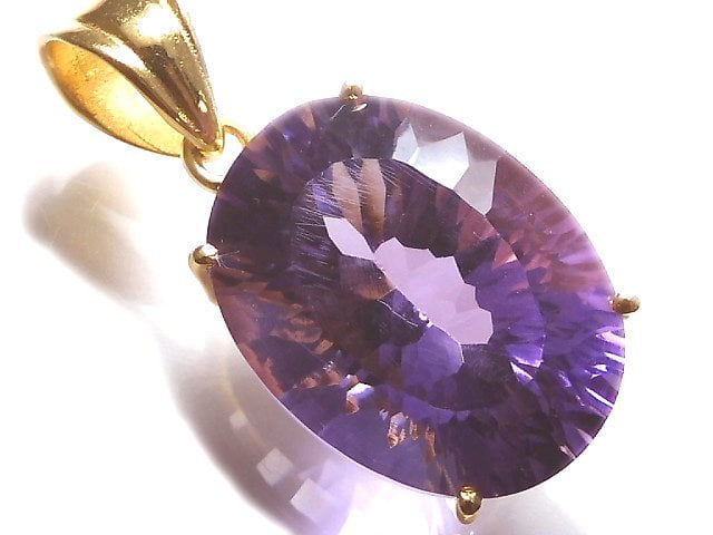 [Video][One of a kind] High Quality Amethyst AAA Laser Cut Pendant 18KGP NO.10