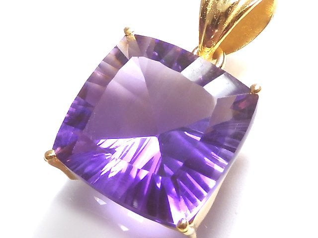 [Video][One of a kind] High Quality Amethyst AAA Laser Cut Pendant 18KGP NO.11