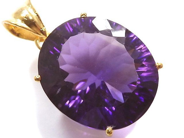 [Video][One of a kind] High Quality Amethyst AAA Laser Cut Pendant 18KGP NO.12
