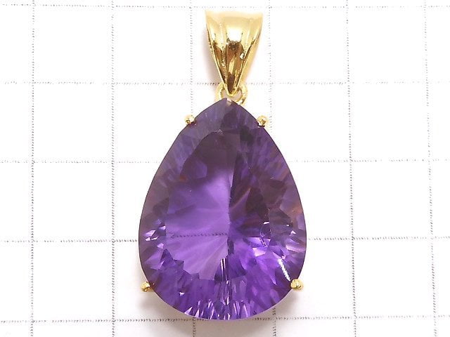[Video][One of a kind] High Quality Amethyst AAA Laser Cut Pendant 18KGP NO.13