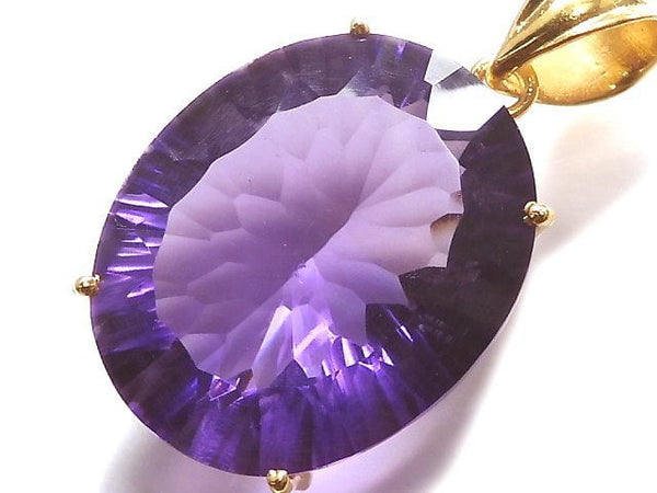 [Video][One of a kind] High Quality Amethyst AAA Laser Cut Pendant 18KGP NO.15