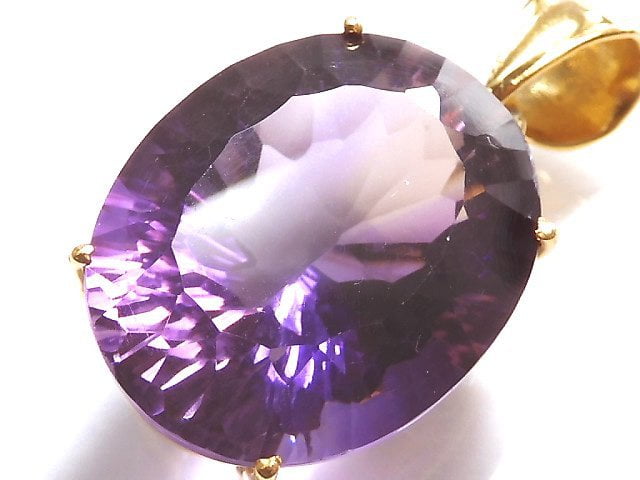 [Video][One of a kind] High Quality Amethyst AAA Laser Cut Pendant 18KGP NO.16