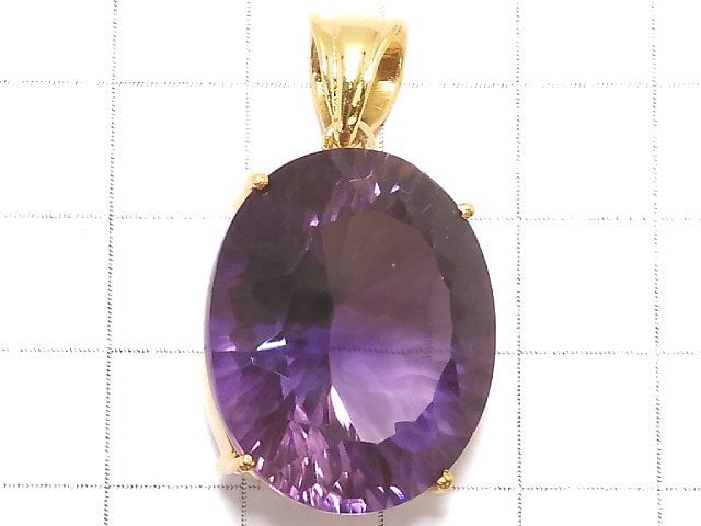 [Video][One of a kind] High Quality Amethyst AAA Laser Cut Pendant 18KGP NO.16