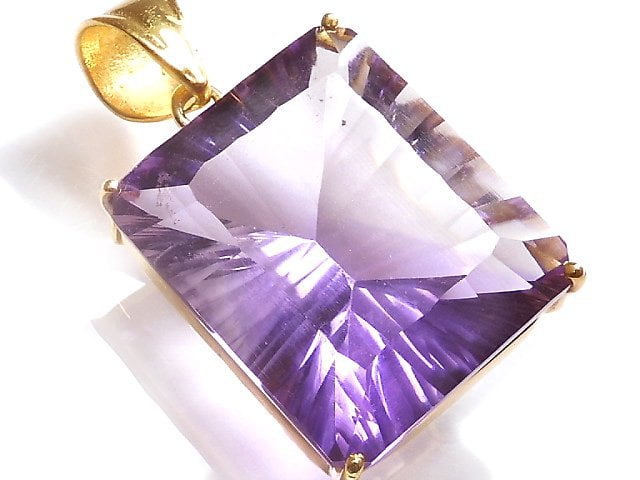 [Video][One of a kind] High Quality Amethyst AAA Laser Cut Pendant 18KGP NO.17