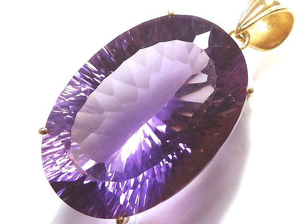 [Video][One of a kind] High Quality Amethyst AAA Laser Cut Pendant 18KGP NO.20