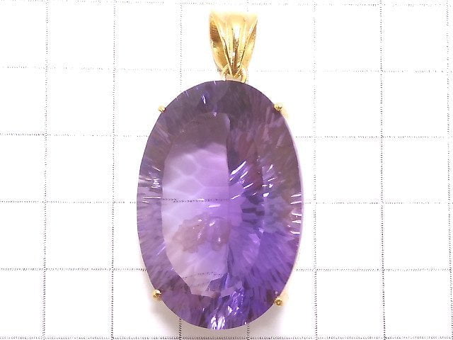 [Video][One of a kind] High Quality Amethyst AAA Laser Cut Pendant 18KGP NO.20