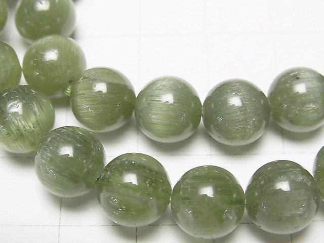 [Video] Green Apatite Cat's Eye AA++ Round 9mm Bracelet