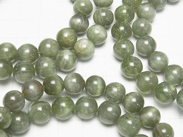 [Video] Green Apatite Cat's Eye AA++ Round 9mm Bracelet