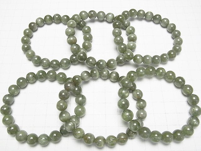 [Video] Green Apatite Cat's Eye AA++ Round 9mm Bracelet