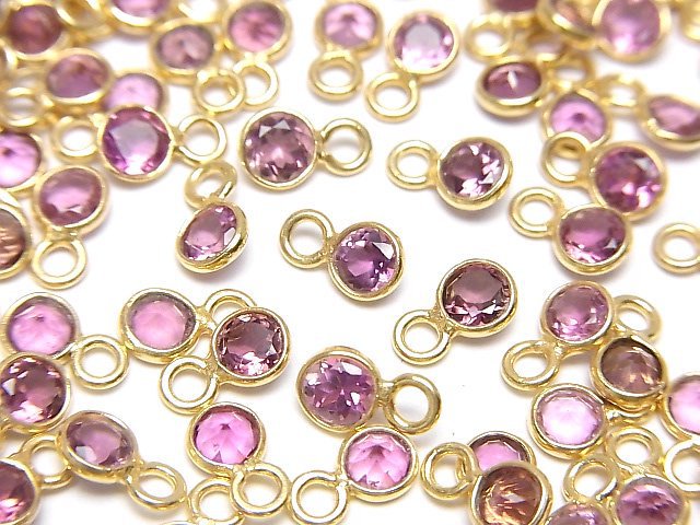 [Video]High Quality Pink Tourmaline AAA- Bezel Setting Round Faceted 4x4mm 3pcs