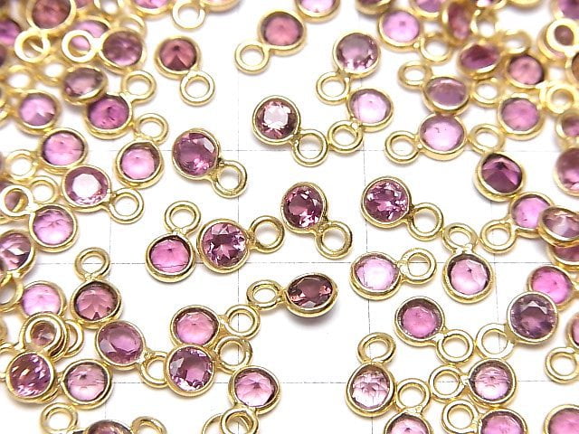 [Video]High Quality Pink Tourmaline AAA- Bezel Setting Round Faceted 4x4mm 3pcs