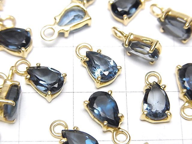 [Video]High Quality London Blue Topaz AAA Bezel Setting Pear shape Faceted 8x5mm 18KGP 1pc