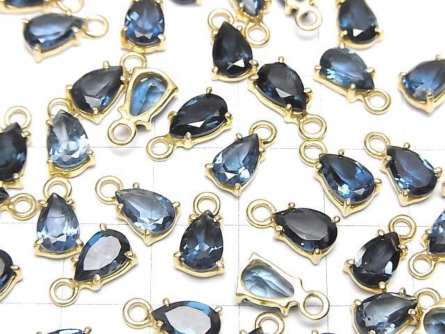 [Video]High Quality London Blue Topaz AAA Bezel Setting Pear shape Faceted 8x5mm 18KGP 1pc