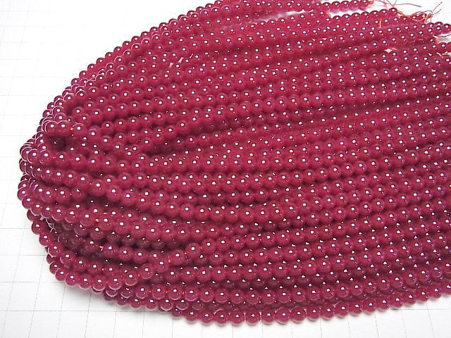 [Video] Synthetic Ruby AAA Round 5mm half or 1strand beads (aprx.15inch/36cm)