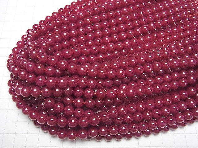 [Video] Synthetic Ruby AAA Round 8mm 1/4 or 1strand beads (aprx.15inch/36cm)