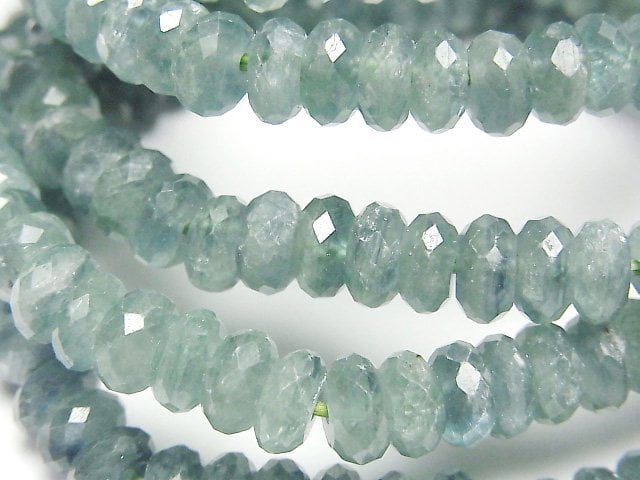 [Video]High Quality! Green Kyanite AA++ Faceted Button Rondelle 7x7x3mm Bracelet