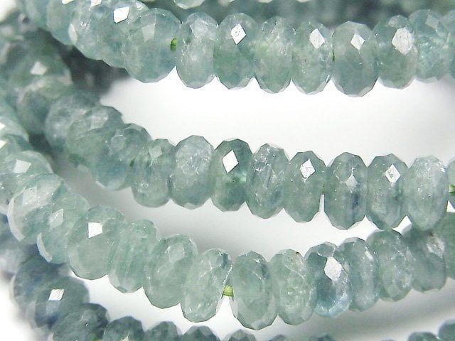 [Video]High Quality! Green Kyanite AA++ Faceted Button Roundel 7x7x3mm Bracelet