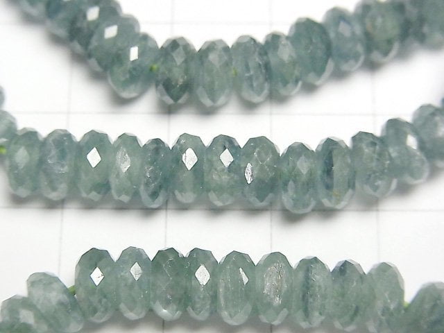 [Video]High Quality! Green Kyanite AA++ Faceted Button Roundel 7x7x3mm Bracelet