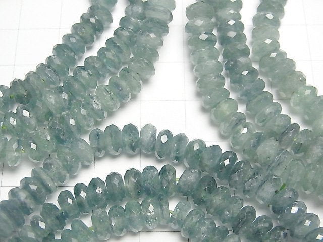 [Video]High Quality! Green Kyanite AA++ Faceted Button Roundel 7x7x3mm Bracelet