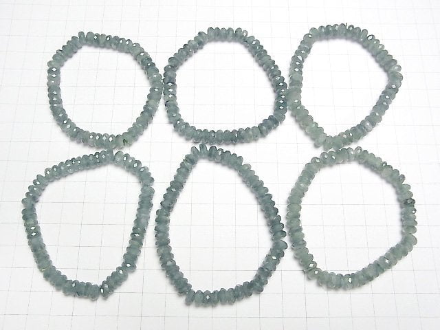 [Video]High Quality! Green Kyanite AA++ Faceted Button Roundel 7x7x3mm Bracelet