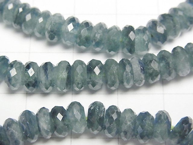 [Video]High Quality! Blue Green Kyanite AA++ Faceted Button Roundel 7x7x3mm Bracelet