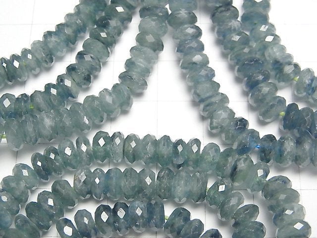 [Video]High Quality! Blue Green Kyanite AA++ Faceted Button Roundel 7x7x3mm Bracelet