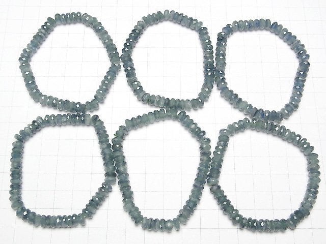 [Video]High Quality! Blue Green Kyanite AA++ Faceted Button Rondelle 7x7x3mm Bracelet