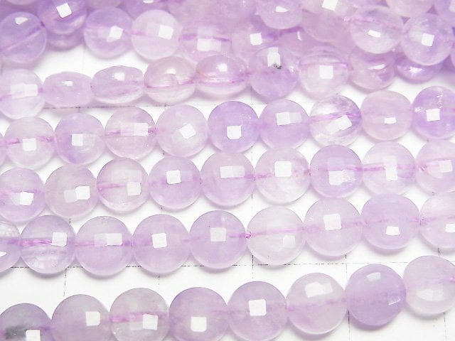 [Video]High Quality! Lavender Amethyst AA++ Faceted Coin 6x6mm half or 1strand beads (aprx.15inch/37cm)