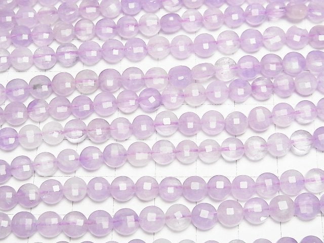 [Video]High Quality! Lavender Amethyst AA++ Faceted Coin 6x6mm half or 1strand beads (aprx.15inch/37cm)