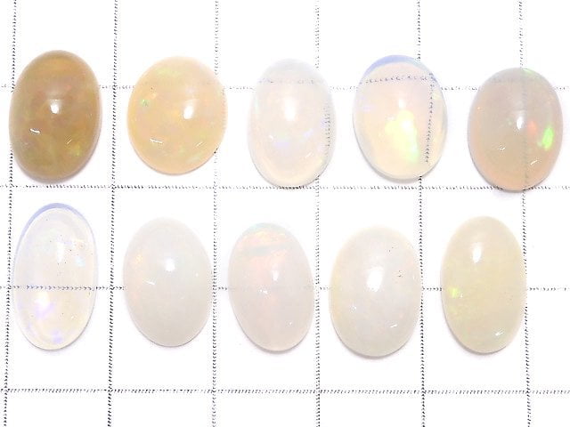 [Video][One of a kind] High Quality Ethiopian Opal AAA Cabochon 10pcs Set NO.27