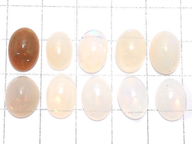 [Video][One of a kind] High Quality Ethiopian Opal AAA Cabochon 10pcs Set NO.28